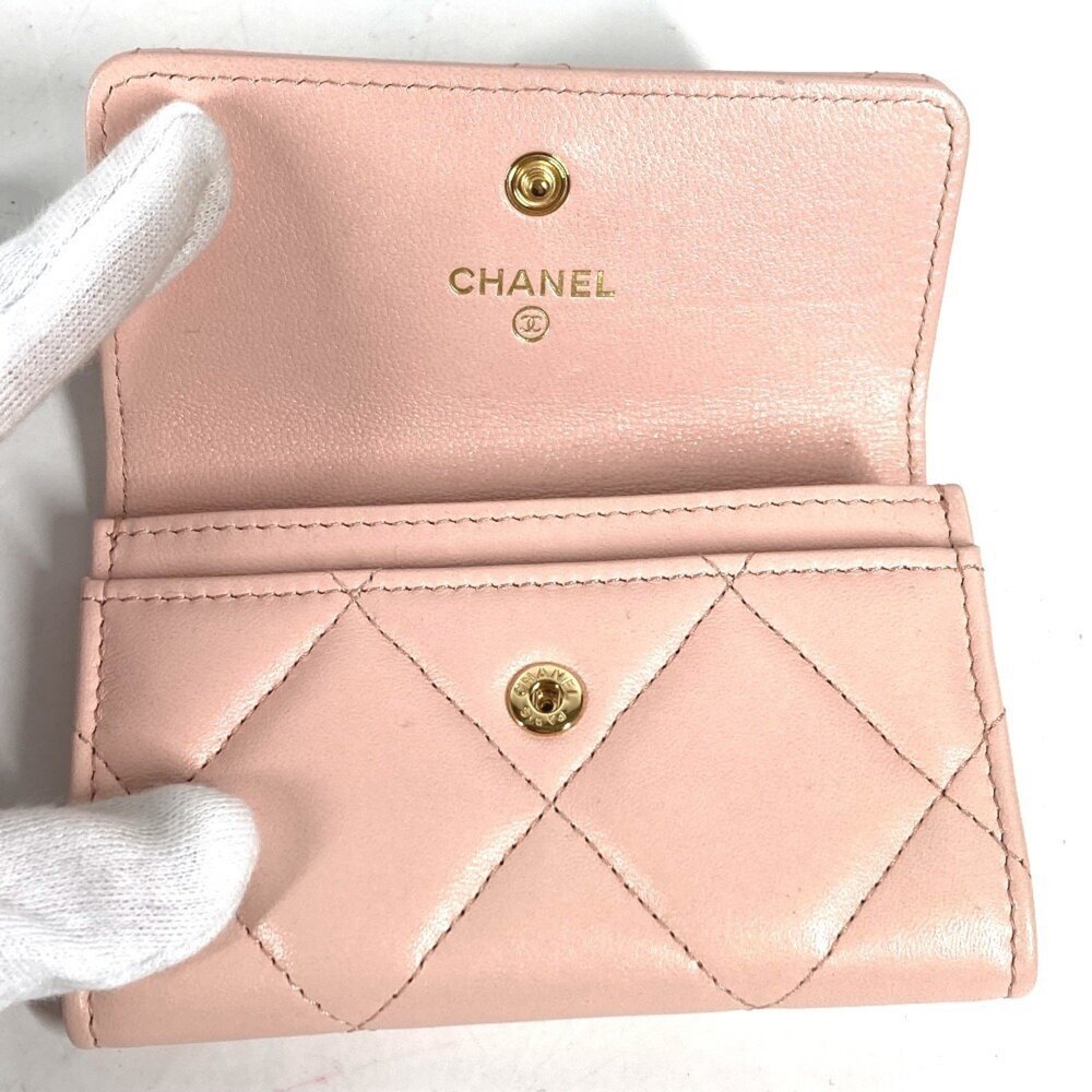 CHANEL Authentic Pink Lambskin Leather Logo Wallet - Picture 7 of 9